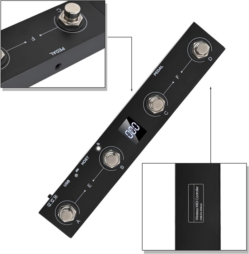 Cloudpower لوحة تحكم دواسة MIDI لجهاز MVAVE Chocolate Plus القابلة لإعادة الشحن 4 أزرار USB للموسيقيين لتطبيق CubeSuite لجهاز التحكم في MIDI دواسة معدنية (أسود) - Image 3